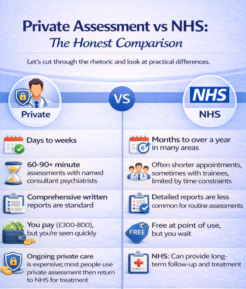 private psychiatric assessment vs nhs
